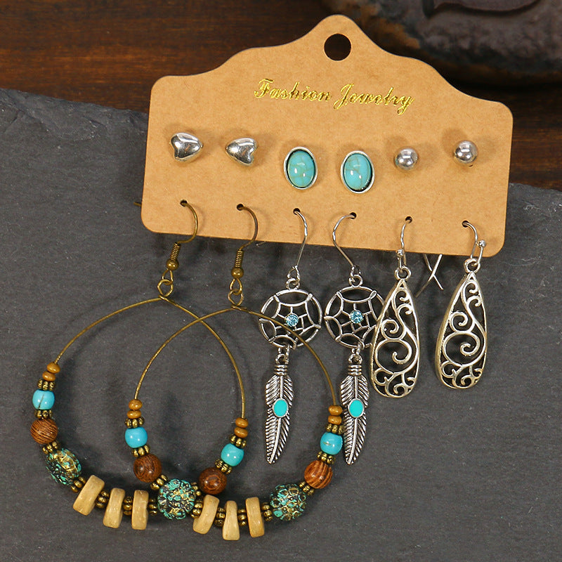 Wholesale Vintage Geometric Alloy Tassel Set Earrings